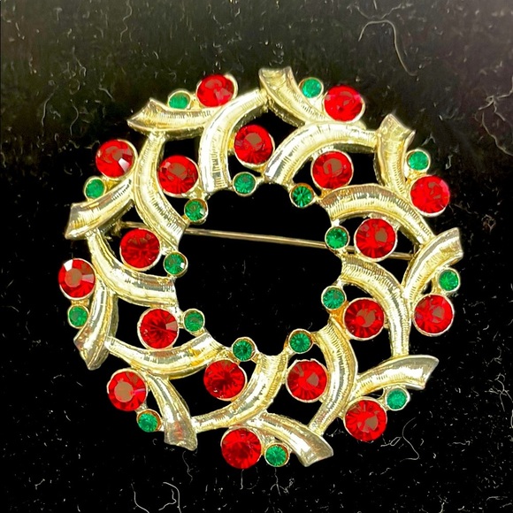 Vintage Eisenberg Ice Elegant Gold and Red Brooch - Picture 1 of 5